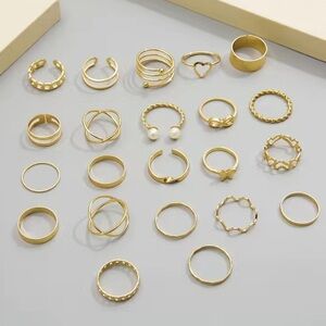Gold Butterfly Love Minimalist Ring Set 22pc